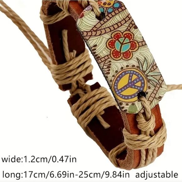 Hemp rope & cowhide bracelet - Picture 5 of 5